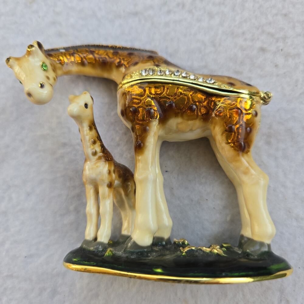 Porcelain Hinged Trinket Box Giraffes